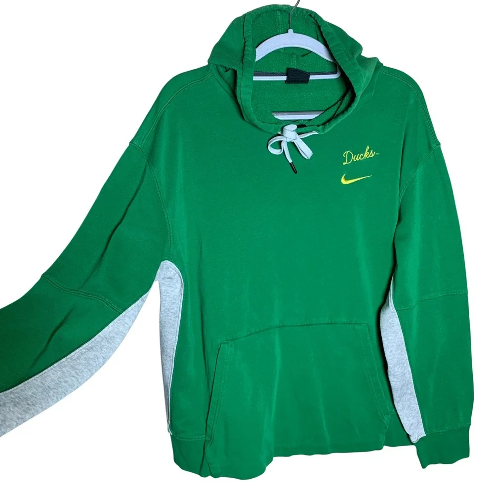 Nike Oregon Ducks Hoodie Women's Large Green Excellent‎  Pullover Logo